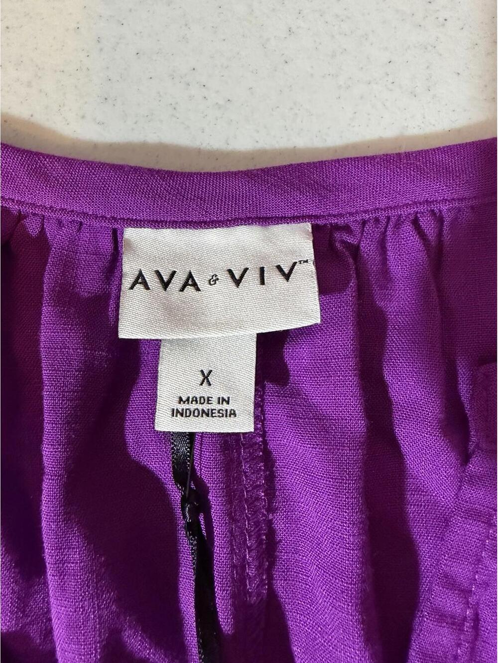 Ava & Viv Rayon Pullover Blouse Womens Size 1X Purple 3/4 Sleeve New - Picture 5 of 9